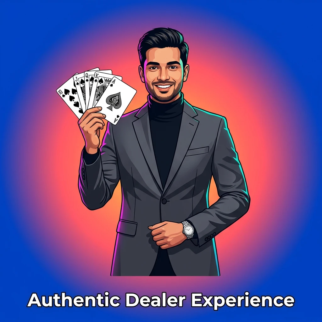 Live casino dealer broadcasting games like Roulette and Blackjack to a screen for an authentic experience.