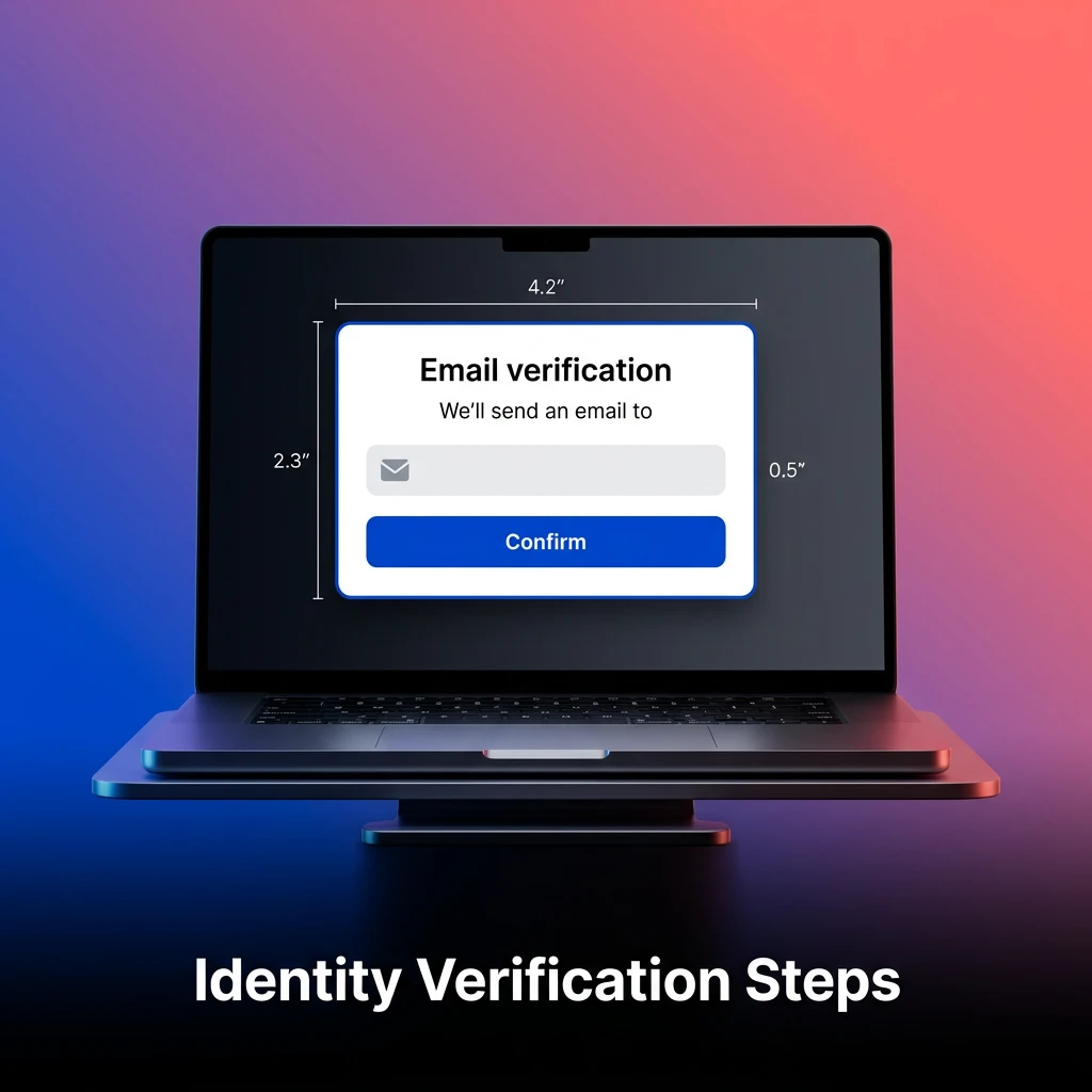 5 identity verification steps: open profile, fill data, upload ID, provide address proof, and wait for confirmation.